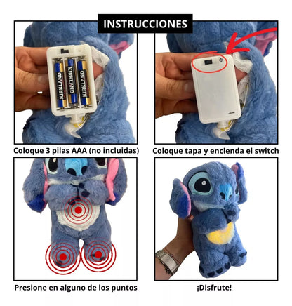 Peluche Tranquilizante Stich Con Movimientos De Respiración Realistas