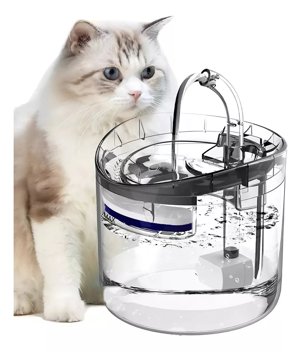 Fuente De Agua Para Mascotas Gatos Silencioso Automatico Color Transparente oscuro